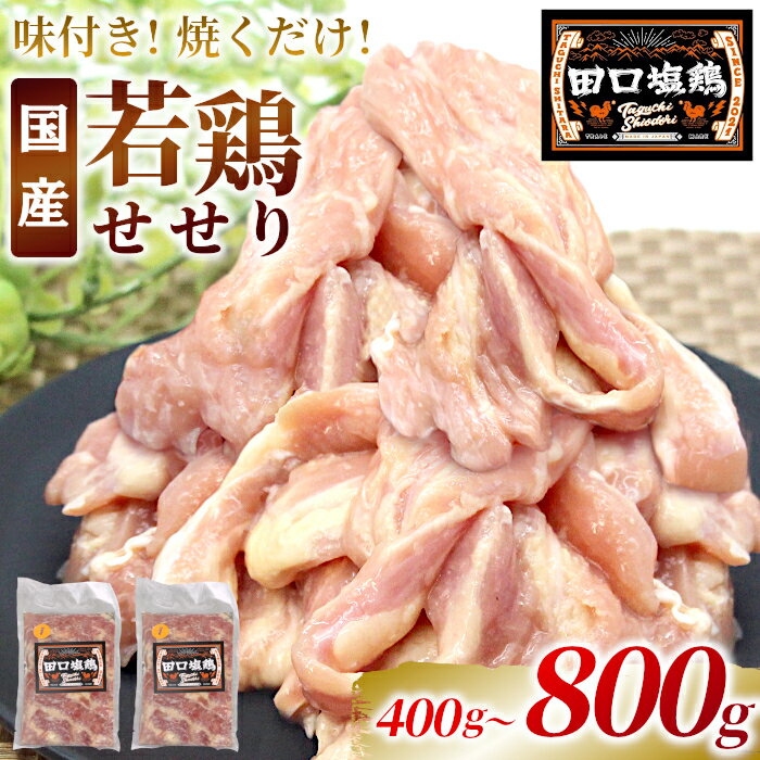 【ふるさと納税】〈選べる容量〉 田口塩鶏 味付け せせり 塩だれ 800g 400g 味付け肉 鶏肉 鶏 肉 キャンプ バーベキュー 味付け肉 大容量 手軽 焼くだけ 地鶏 せせり肉 錦爽どり 焼肉 焼き鳥 5000円 10000円 10000 -177