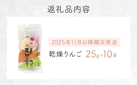 ＜先行受付＞乾燥りんご 25g ×10袋 ＜2025年11月以降順次発送＞ 富山県 氷見市　ドライフルーツ 乾物 林檎 保存 スナック お菓子 スイーツ おやつ