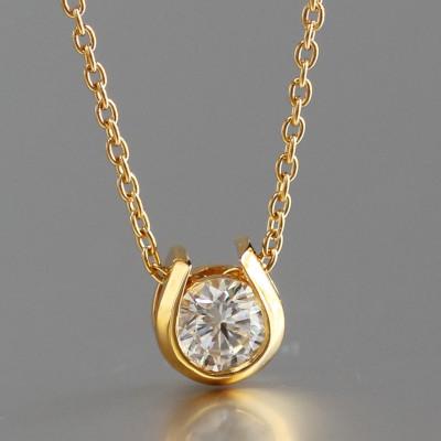 ふるさと納税 大津市 K18 金【0.2ct ラボダイヤモンドネックレス】馬蹄デザイン 輝き続ける美しさ 一粒ペンダント