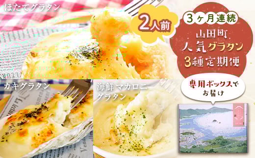 ＜３ヶ月連続でお届け＞大人気！ホタテとカキと海の幸のグラタン定期便 ≪2人前≫ 三陸山田 山田町 詰め合わせ セット 海産物 海産品 酪産物 乳製品 かき ほたて 海鮮 YD-840