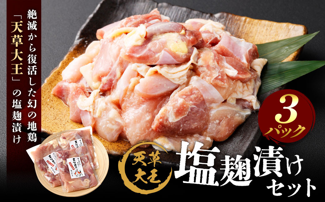 
            天草大王 塩麹漬け 3セット 200g×3パック 合計600g 肉 お肉 鶏肉 地鶏 塩麹 麹 冷凍 熊本県産
          