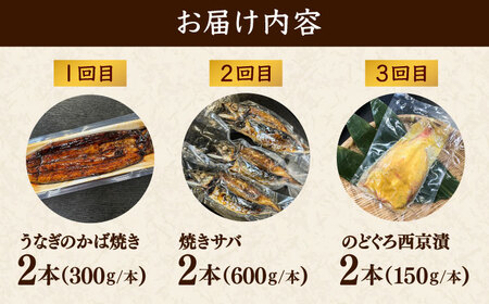 【全3回定期便】雲南の海の宝箱セット（鰻のかば焼き・焼きサバ・のどぐろ西京漬け）[AIEH010]