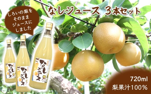 梨ジュース 3本セット 720ml×3本 梨果汁100％ ストレートジュース