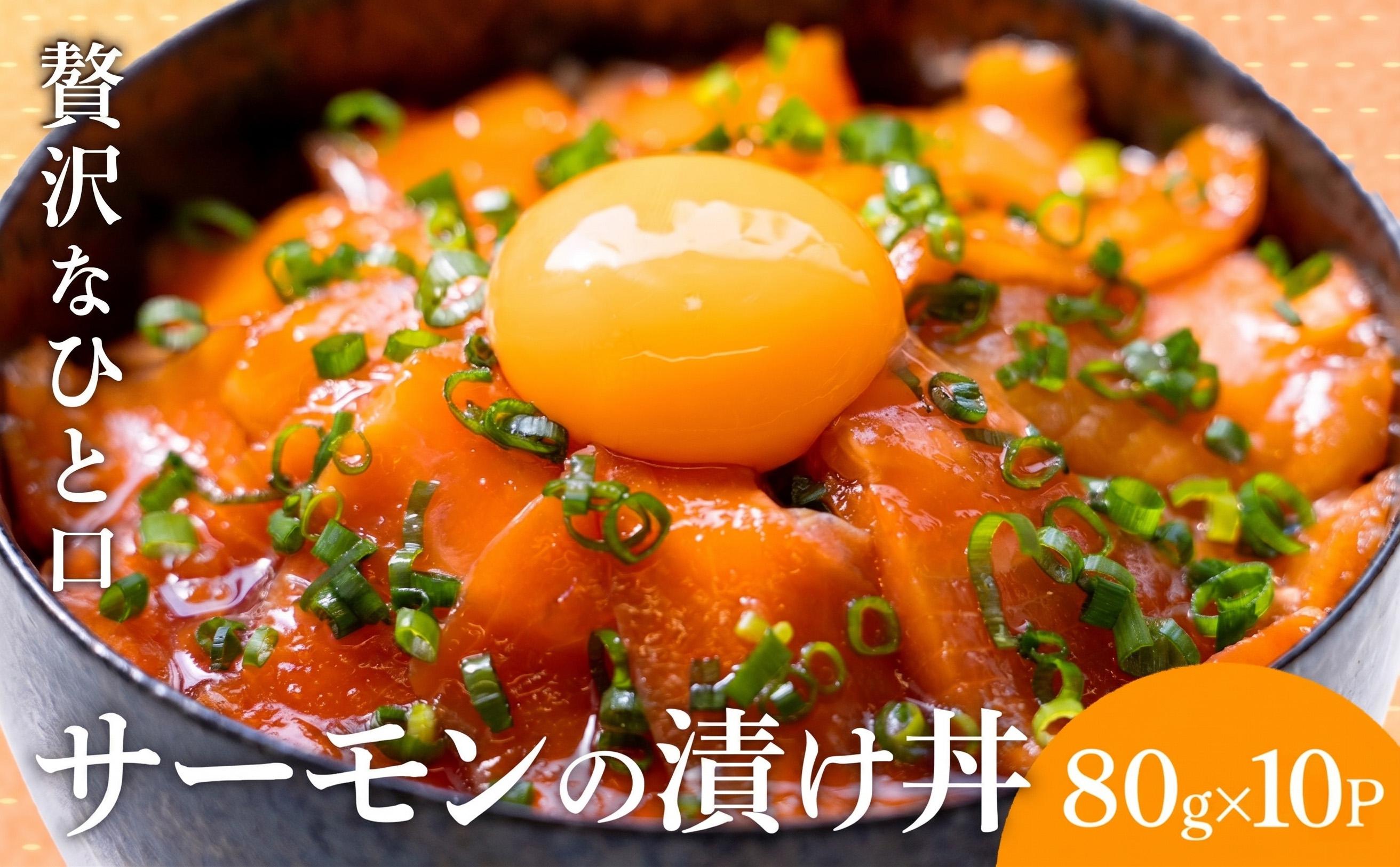 サーモン漬け丼 80g×10パック 海鮮丼 海鮮丼セット サーモン 海鮮 漬け お茶漬け 鮭 惣菜 冷凍 真空パック 小分け パック ご飯 晩御飯 刺身 漬け丼の具 漬け丼 ランキング 高知県 須崎市