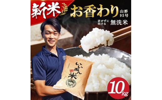 無洗米 お香わり（山形95号） 5kg×2袋 計10kg 令和8年産米 山形県庄内産 いいあん米 米 お米 庄内米 精米 白米 ごはん 東北 山形県 酒田市 庄内 農家直送 産地直送 AG アグレスト　SB0938