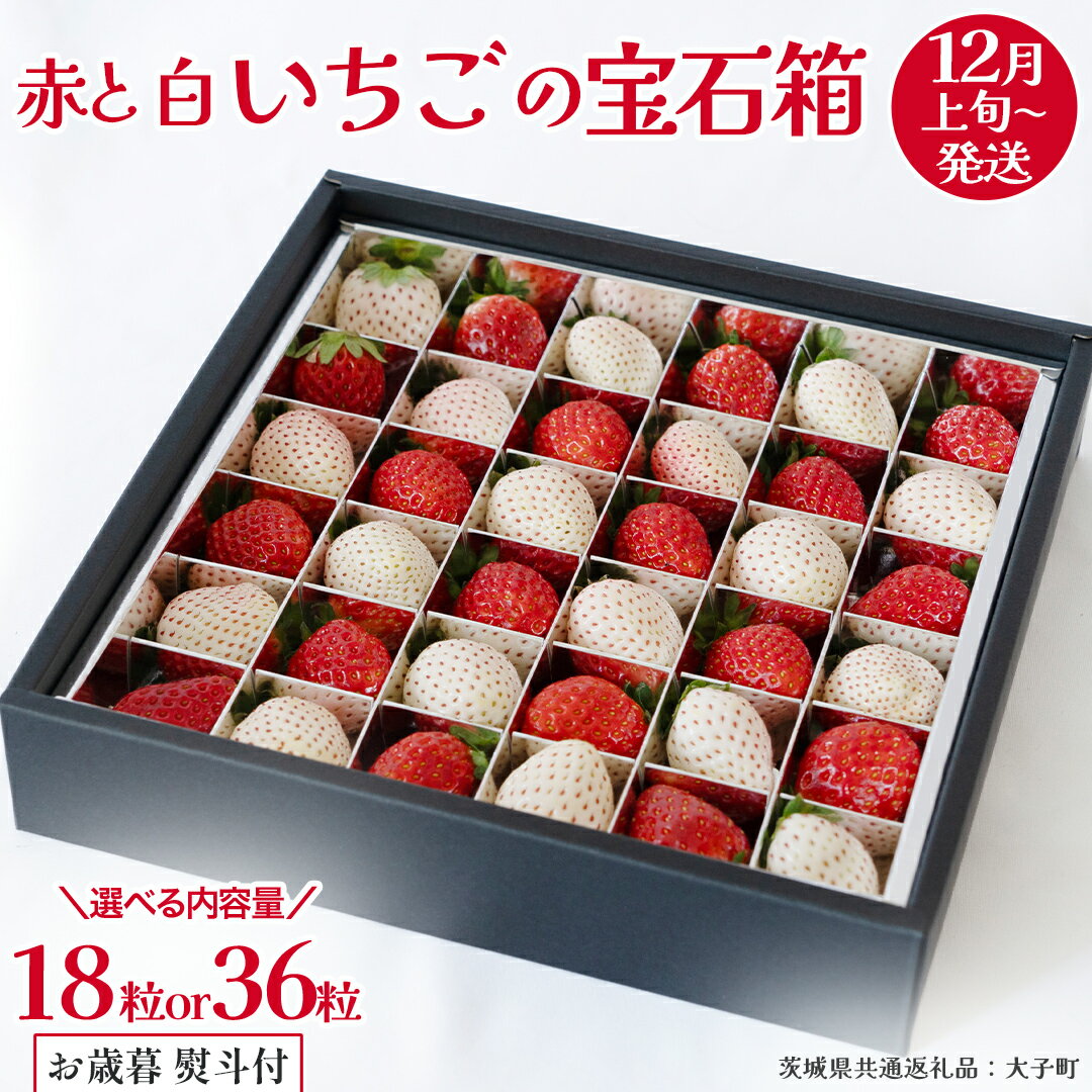 【ふるさと納税】《 選べる 内容量 》【 お歳暮 熨斗付き 】 赤いちご と 白いちご の宝石箱 18粒 / 36粒【2025年12月上旬発送開始】(茨城県共通返礼品：大子町) いちご 苺 果物 フルーツ 果実 贈答用 ギフト 贈り物