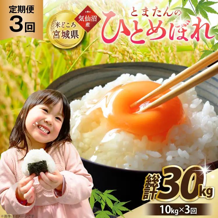 【新米 令和8年産 先行予約】 3回 定期便 米 宮城県産 とまたんのひとめぼれ 10kg (5kg×2袋) 総計30kg