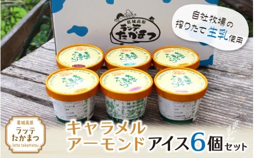 ラッテたかまつ キャラメルアーモンドアイス6個セット ／葛城 高原 牧場 ラッテのアイス【latt019】