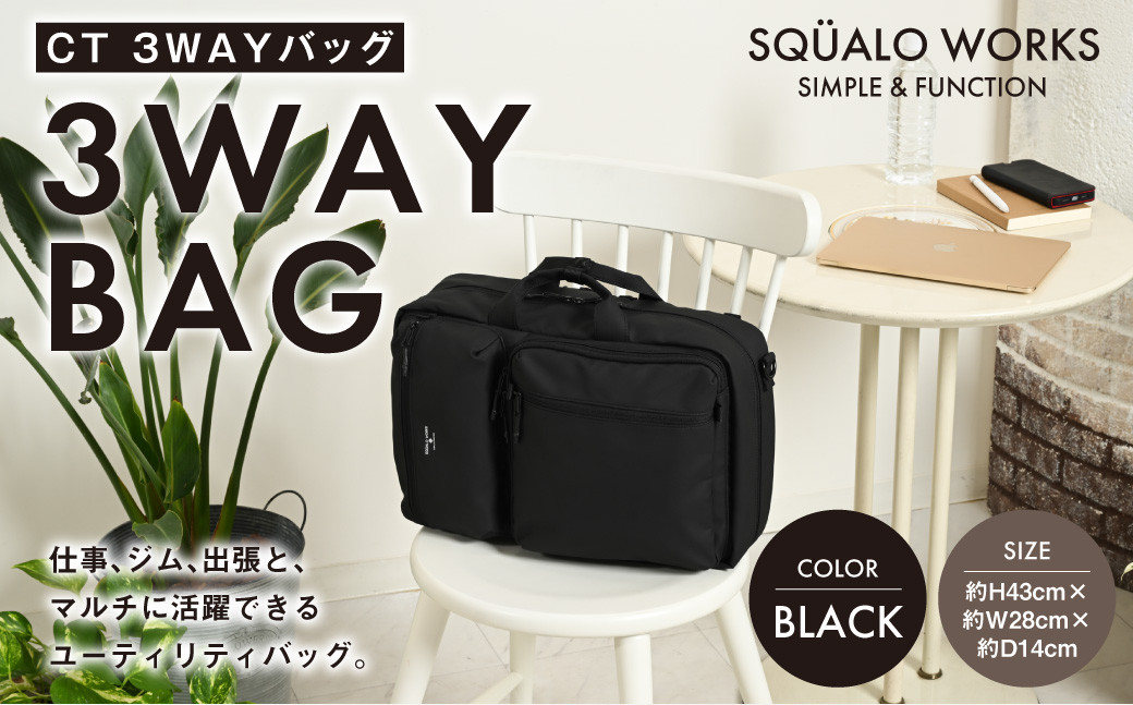 
            CT 3WAYバッグ ブラック SW-CT001-BK | 黒色 バッグ 鞄 かばん 収納 充実  送料無料
          
