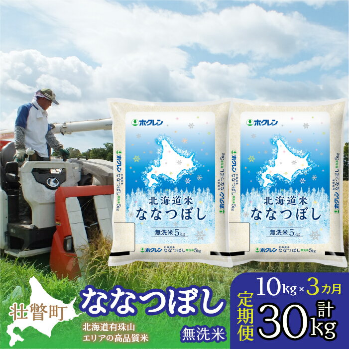 【ふるさと納税】【令和7年産 3ヶ月定期配送】（無洗米10kg）ホクレン北海道ななつぼし（5kg×2袋）【 ふるさと納税 人気 おすすめ ランキング 北海道産 米 こめ 無洗米 白米 ご飯 ごはん ななつぼし 10kg 定期便 北海道 壮瞥町 送料無料 】 SBTD120