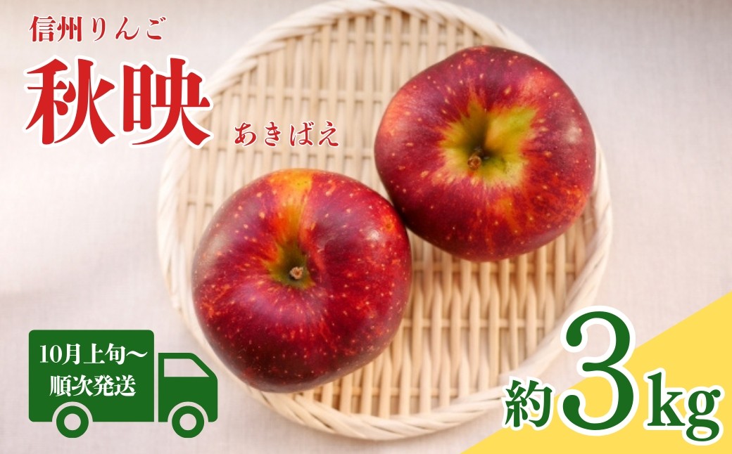 
                  【2026年先行予約】秋映 約3kg| 林檎 リンゴ アップル 果物 くだもの フルーツ あきばえ 3キロ お取り寄せ 産地直送 長野県産 信州林檎 信州りんご 信州 長野 千曲市
                