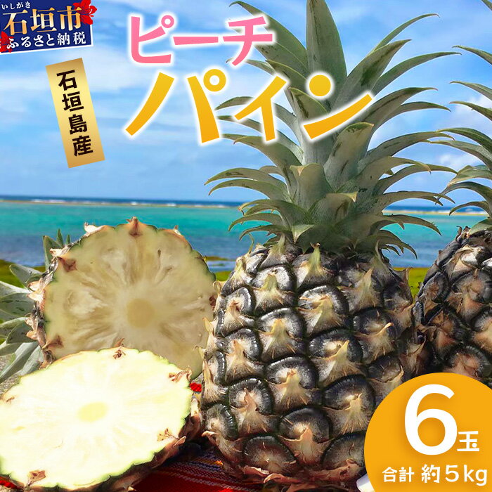 【ふるさと納税】【先行予約】《2026年5月上旬頃より順次発送》石垣島産 ピーチパイン (6玉 約5kg) ｜産地直送 沖縄 石垣 パイナップル フルーツ ｜石垣さんちの石垣トロピカルファーム TP-12