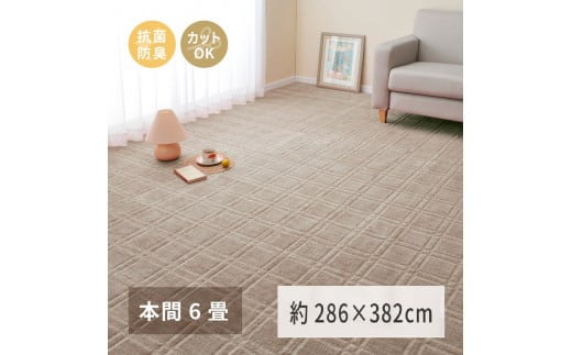 
日本製 平織カーペット 本間6畳 約286×382cm グレージュ 1枚 600098760｜抗菌 防臭 新生活 引越し 模様替え 快適 買い替え [3734]
