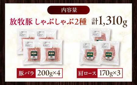放牧豚 しゃぶしゃぶ2種セット 計1，310g 《厚真町》【ファーマーズファクトリー株式会社】[AXBA155]