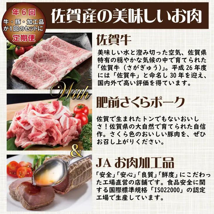 【定期便】 (年6回/奇数月お届け) 佐賀牛with肥前さくらポーク お肉の定期便 奇数月 Q250-001