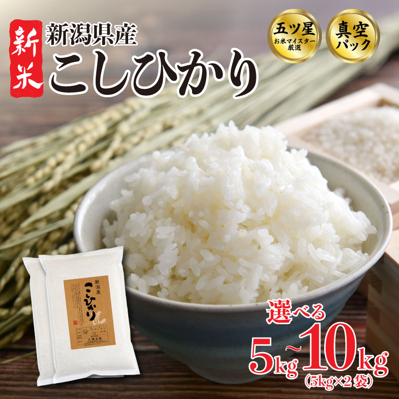【ふるさと納税】 新米 コシヒカリ 真空パック 選べる 配送月 容量 5kg 10kg (5kg×2袋) 五つ星マイスター厳選 令和7年産 新発田産 こしひかり 備蓄 非常 防災 長期保存 アウトドア ごはん ご飯 お米 米 こめ 新潟県 新発田市 三糧