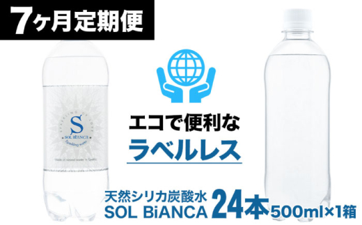 【2月以降発送開始】【全7回定期便】シリカ炭酸水 ソルビアンカ ラベルレス 500ml×24本 日田市 / 株式会社OTOGINO 炭酸 飲料 水 [AREF072]