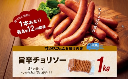 チョリソ1kg ウィンナー ソーセージ チョリソ 国産 自家製 豚肉 肉厚 ジューシー チリソース 辛い 旨辛 夕食 ご飯 おかず おつまみ お弁当 お酒 冷蔵 大容量 送料無料 日本ふるさと創生株式