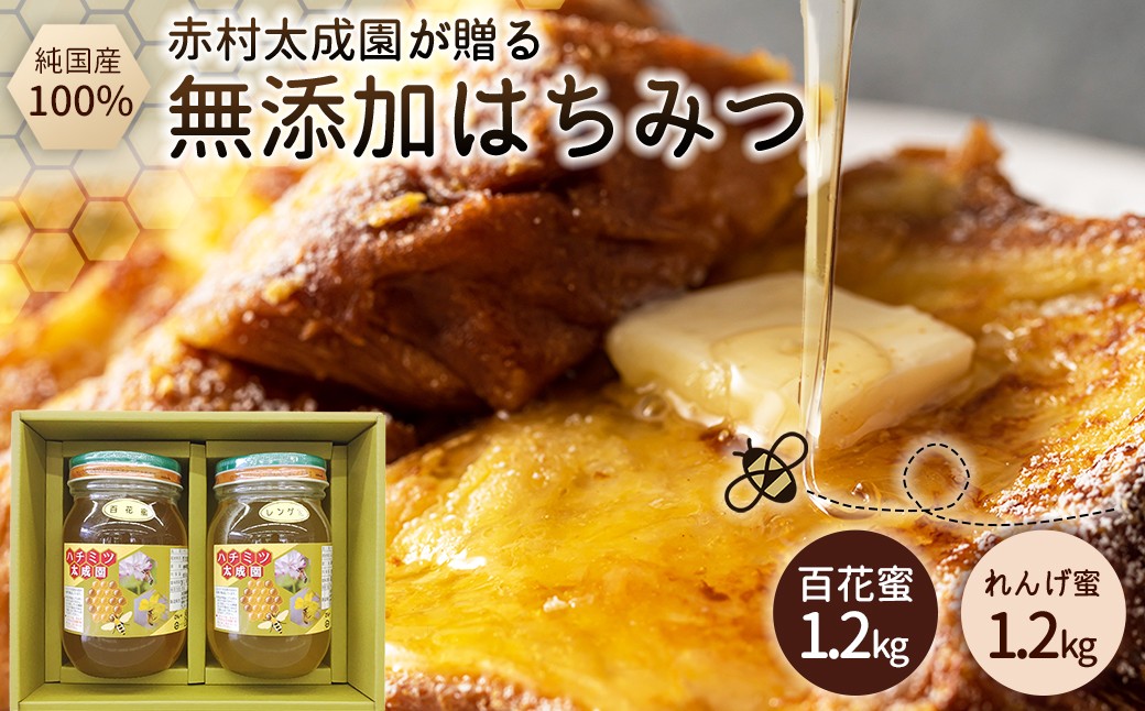 
蜂蜜（レンゲ蜜１.２ｋｇ、百花蜜１.２ｋｇ）セット K2
