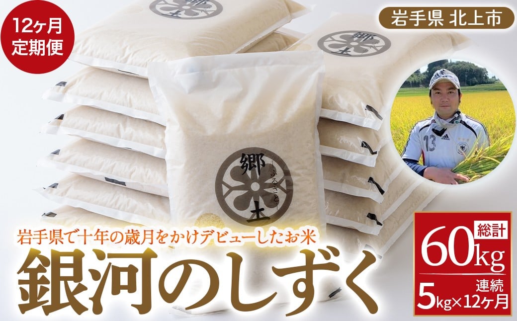 【12ヶ月定期便】銀河のしずく(5kg)400年続く農家が育てた菅野家のお米