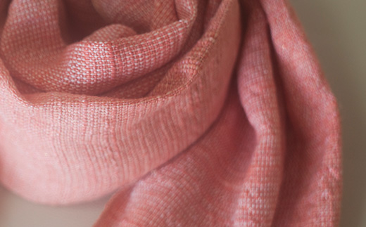 【高級国産シルク100%】　手織り草木染め手紡ぎ真綿糸（絹100％）とピュアカシミヤのストール（箱無しサイズ変更）