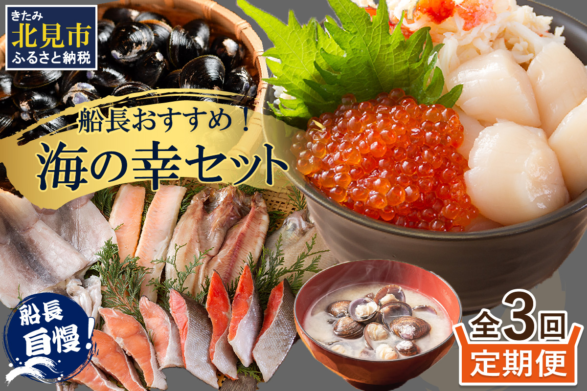 【3ヶ月定期便】船長おすすめ！海の幸セット ( ほたて ホタテ 海鮮丼 ほっけ 鮭 いか サーモン しじみ 定期便 魚介 )【999-0155】