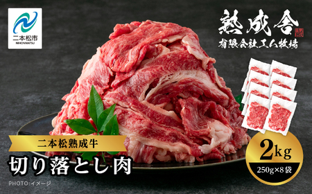 二本松熟成牛 切り落とし2kg（250g×8袋）  小分け 牛肉 肉 切落し 薄切り 部位 お取り寄せ グルメ 牛丼 炒めものに ギフト プレゼント おすすめ お中元 お歳暮 ギフト 二本松市 ふくしま 福島県 送料無料 牛肉 牛肉 牛肉 牛肉【有限会社エム牧場】