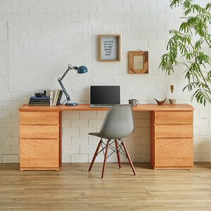 【大川家具】無垢材 システムデスク 幅2000mm テーブル パソコンデスク 子供机 勉強机 学習机 書斎デスク HM-HM ブラックチェリー 天然木 モダン 国産 無垢材 高級感【設置付き】