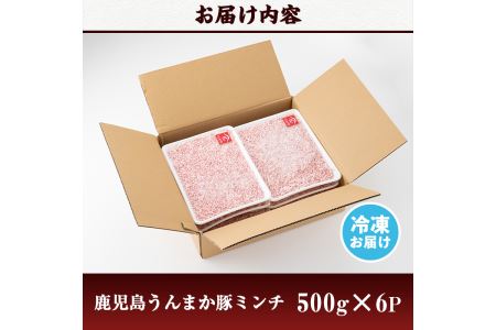 s117 《毎月数量限定》鹿児島うんまか豚ミンチ(計3kg・500g×6P) 鹿児島県産豚肉！パラパラの豚ひき肉を便利な小分けパックでお届けします【肉の寺師】