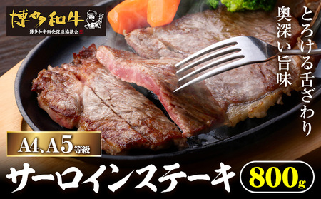 A4、5等級博多和牛サーロインステーキ 800g 久田精肉店株式会社《30日以内に出荷予定(土日祝除く)》小竹町 博多和牛 牛肉 サーロインステーキ 冷凍食品 厳選 国産 送料無料