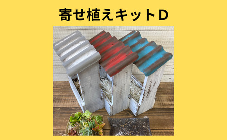 多肉植物 寄せ植えキットD 屋根付きプランター 多肉植物【全3色】 白色
