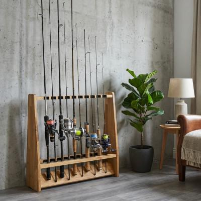 ふるさと納税 横手市 WOOD WORKS ロッドスタンド19本掛け 本体カラー:ライトブラウン/フェルトカラー:ブラック |  | 01