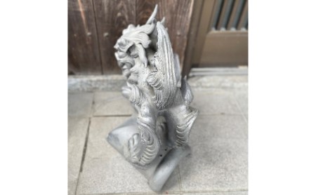 瓦細工師手作り　【玉乗り唐獅子】 置き物 迫力 インテリア 中国伝来 幻想動物 仏陀 守護 神獣 