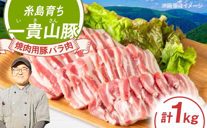 
                  一貴山豚 焼肉用バラ肉 計1kg(250g×4p) 糸島市 / いきさん牧場 豚肉 冷凍 [AGB035]
                