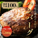 【ふるさと納税】（冷凍） 国産牛肉100％ 食べ応え満点 手作り・手ごね ハンバーグ 1500g ／ 歩商事 自家製タレ 贈答用 ギフト 奈良県 田原本町