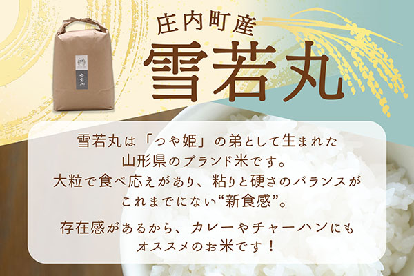 【新米受付】令和8年産 雪若丸 5kg 吉祥ファーム 5kg×1袋 2026年産 ブランド米 米 国産 単一原料米 山形 庄内平野 コシヒカリの原点、亀の尾発祥の地 庄内【R8.10月以降発送開始/入