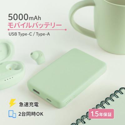 ふるさと納税 海老名市 (オウルテック) 軽量110g 5000mAh 小型軽量モバイルバッテリー セージグリーン