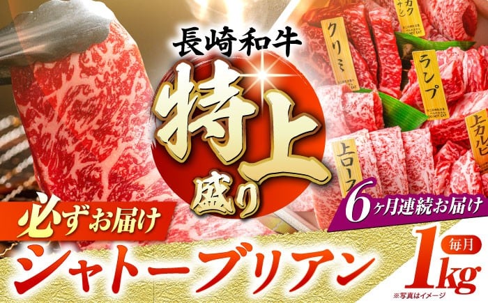 
            【6回定期便】【A4-A5特上ランク】 長崎和牛 焼肉 盛り合わせ （特上） 約1kg 長与町/meat shop FUKU [ECS015]
          