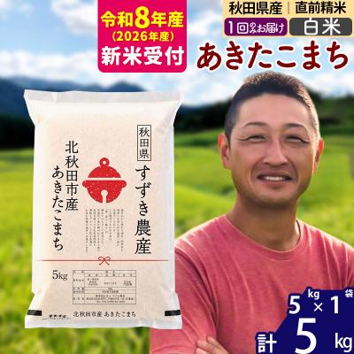ふるさと納税 北秋田市 R8産 新米受付 秋田県産 あきたこまち 5kg【白米】1回のみお届け|szap-10301s