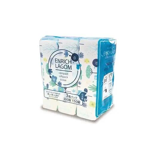 ソフトパックティッシュ 150W 54パック（3P×18） エンリッチラーゴム ティッシュ ティッシュペーパー 日用品 消耗品 まとめ買い 常備品 生活用品 富山県 高岡市 FAD-1977