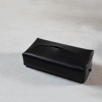 ふるさと納税 河内長野市 本革ティッシュカバー ベーシック ブラック 国産レザー Teha’amana