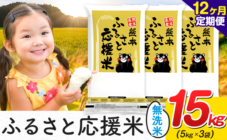 【12ヶ月定期便】米 無洗米 家庭用 熊本 ふるさと応援 定期便 米 15kg《お申込み翌月から出荷》 熊本県産 白米 精米 山江村 ブレンド米 国産 おうちご飯 予約 返礼品 発送 配送 SDGs わけあり むせんまい お米 おこめ---ym_youenmimtei_15kg_414000_mo12---