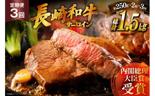 和牛 ステーキ 長崎和牛 サーロイン 250g 2枚 ソース付き 3回 定期便 計1.5kg [萩原食肉産業 長崎県 平戸市 hr42bgy410031] 肉 牛肉 焼肉 にく 平戸 希少 鉄板焼き