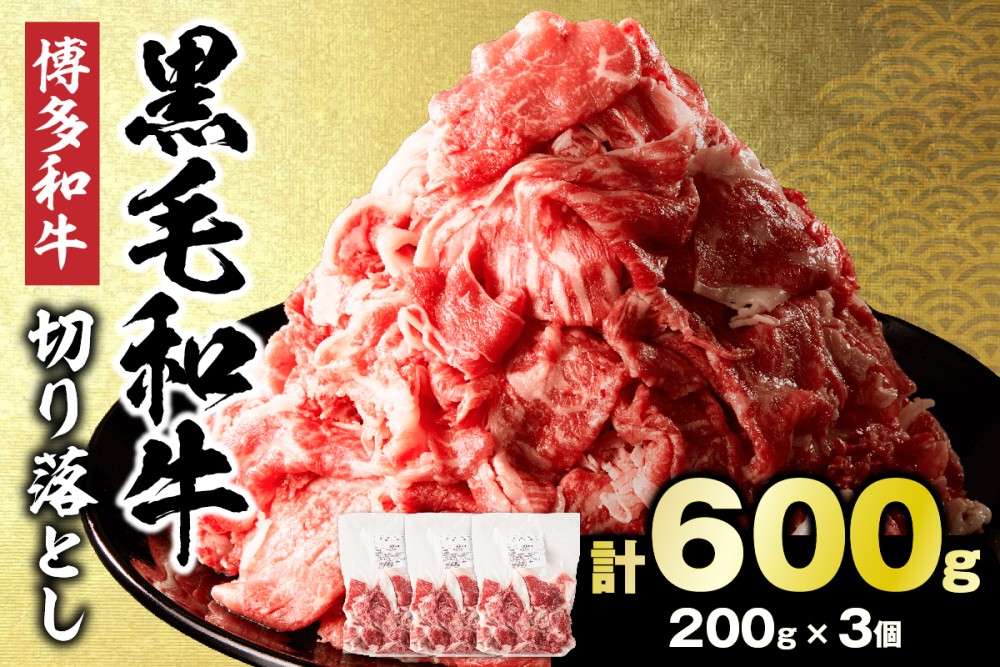 黒毛和牛 (博多和牛) 切り落とし 600g(200g×3パック）【伊豆丸商店】_HA1955