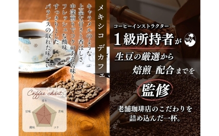 自家焙煎デカフェコーヒー 400g （ 豆 ） デカフェコーヒー デカフェ コーヒー豆 自家焙煎 中深煎り 自然農法 美容 健康 珈琲インストラクター ノンカフェイン コーヒー