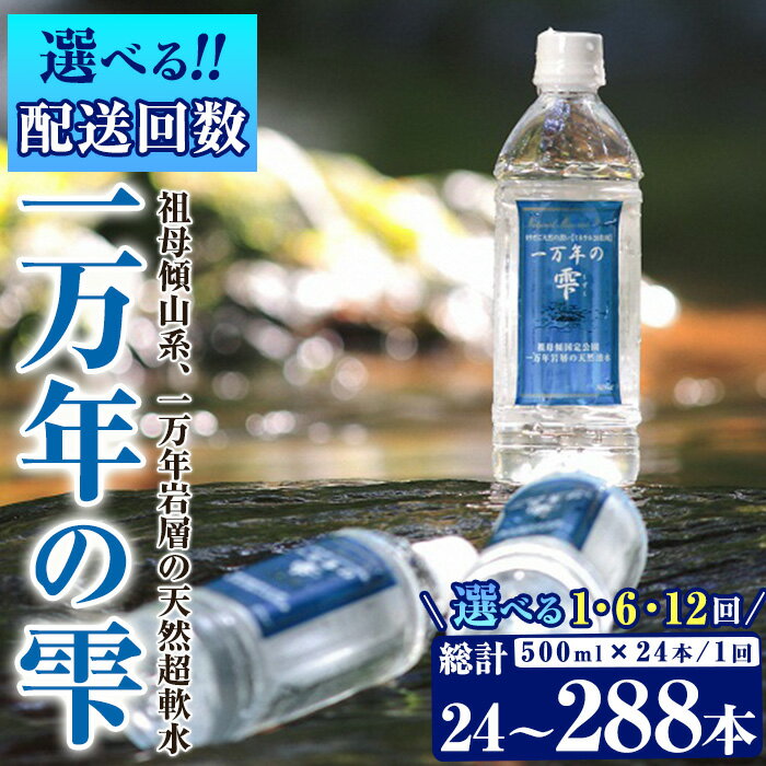 【ふるさと納税】＜内容量・お届け回数が選べる＞ ミネラルウォーター 一万年の雫 軟水 500ml (計24本、計144本・隔月6回、計288本・連続12回) 国産 お水 ミネラル 天然 料理 健康 維持 防災 常温 保存 【HD253】【さいき本舗 城下堂】