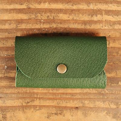 ふるさと納税 対馬市 対馬のイノシシ革　選べる名刺入れ　緑