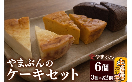 やまぶんのケーキセット 6個（3種各2個）（冷凍） かぼちゃのチーズケーキ・チーズケーキ・ガトーショコラ 上小阿仁村 [秋田 上小阿仁村 ケーキ スイーツ 詰め合わせ ギフト 冷凍 オーガニックシュガー]