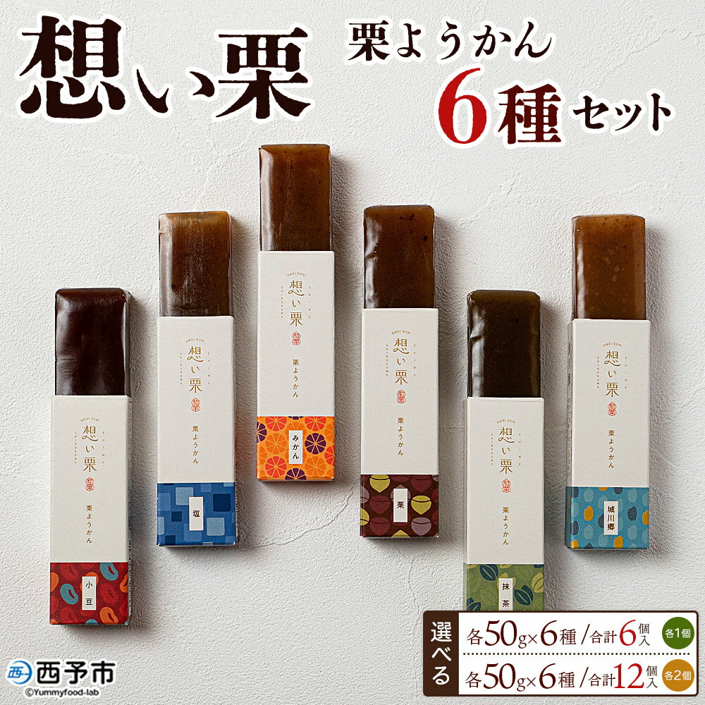 【ふるさと納税】＜想い栗 栗ようかん 6種セット 合計6/12個入り＞ 栗 くり クリ 羊羹 くりようかん 栗羊羹 栗 6種類 スイーツ おやつ お菓子 和菓子 食べやすい セット 詰合せ プレゼント 贈り物 贈答 城川ファクトリー 愛媛県 西予市【常温】『1か月以内に順次出荷予定』