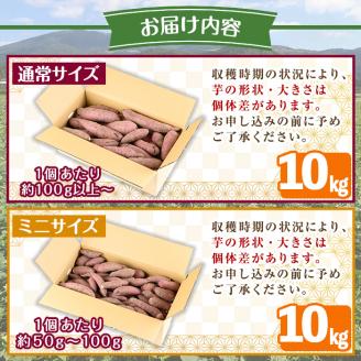 y329-B ≪ミニサイズ(1個あたり50g~100g)≫湧水町産有機さつまいも「紅はるか」(計10kg) 国産 九州産 鹿児島産 有機栽培 サツマイモ 生芋 芋 焼き芋 やきいも べにはるか ミニ 